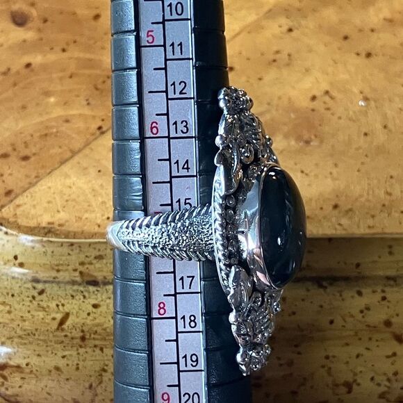 Natural Labradorite Sterling Silver Bumblebee Ring Size 7 - Picture 7 of 8